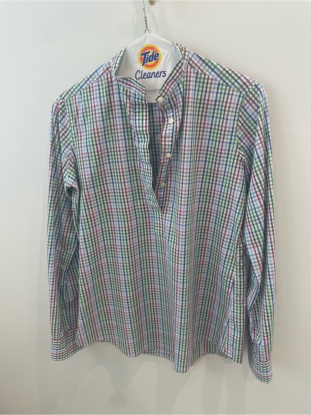 ANN MASHBURN Multicolor Check Popover Button-Down Shirt Small